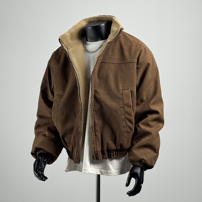 Nouvelle collection automne 2026 : Blousons courts décontractés pour hommes, style coréen High Street, streetwear japonais Y2K, épais pour l'hiver, coupe ample Harajuku avec fermeture éclair