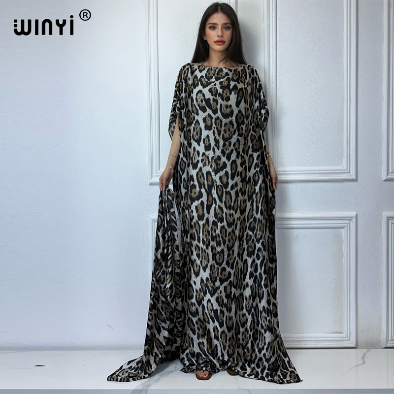 WINYI-Abaya pour femmes musulmanes, robe africaine dubaï, col ras du cou, kaftan imprimé, robe maxi élégante