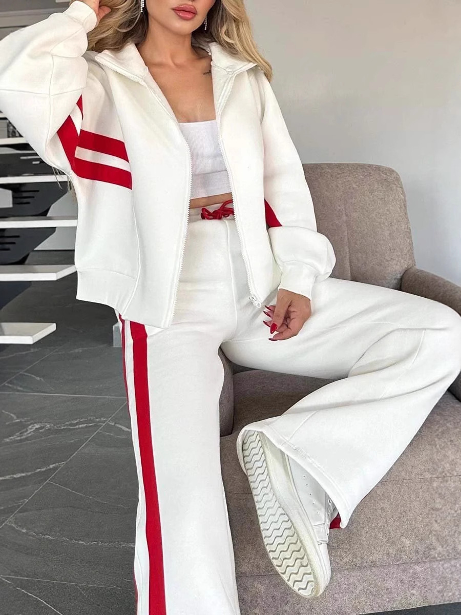 Mode deux pièces femmes blanc sport costume chemise de sport ample + pantalons décontractés ensembles vêtements de sport femmes vêtements survêtement femmes tenue