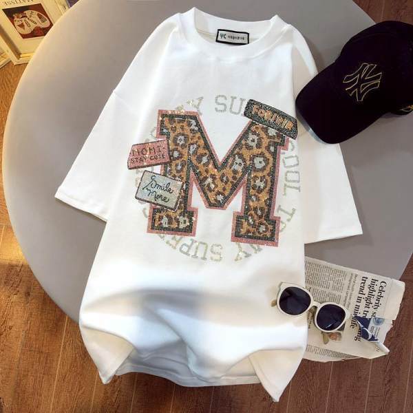 T-shirt à Manches Courtes en Coton pour Femme, Vêtement de Styliste de Luxe, Été