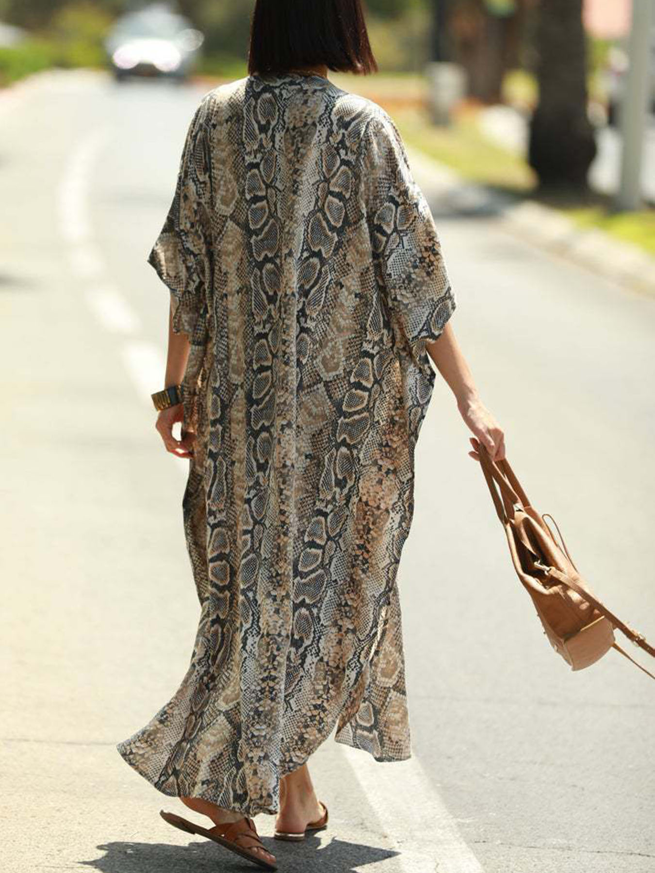 Paréo de plage à imprimé bohème |   Robe caftan de style chemise à boutons – Parfaite pour les vacances à la plage ou au bord de la piscine