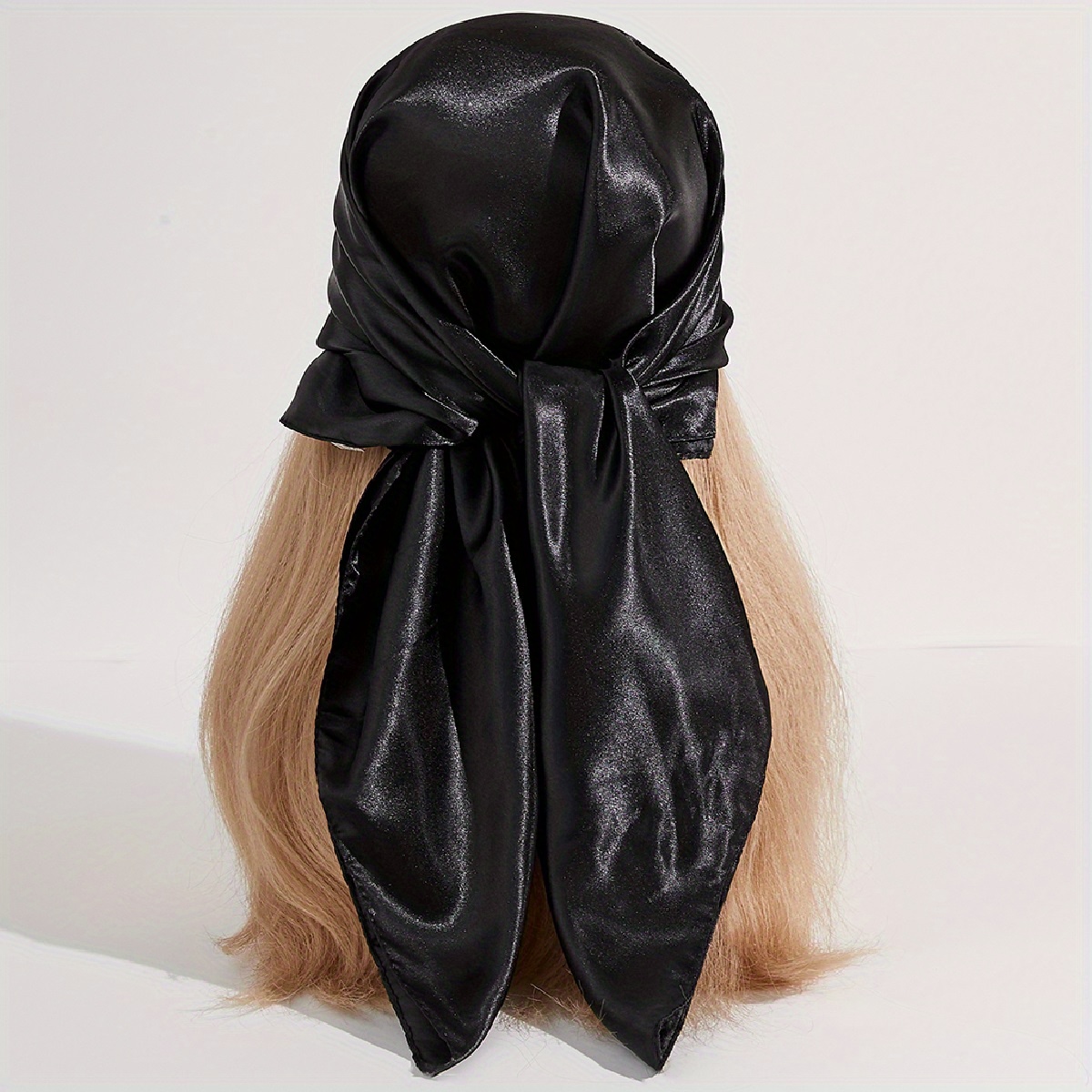 Grand Bandana classique en Satin pour femmes, couleur unie, carré, Imitation soie, coupe-vent, châle, accessoires pour cheveux