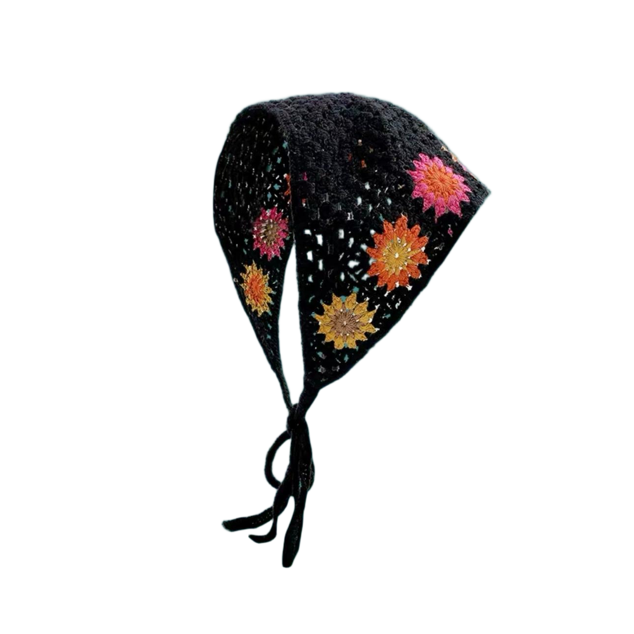 Bandeau pour femmes, accessoires pour cheveux, écharpe triangulaire creuse tricotée au Crochet, à la mode, foulard Floral de Style Girly doux et mignon