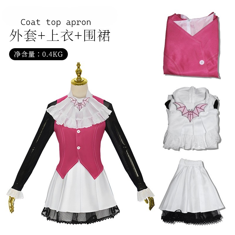 Costume de cosplay Draculaura, robe de vampire gothique Monster High, gilet rose, jupe blanche, tenue de fête d'Halloween pour femmes