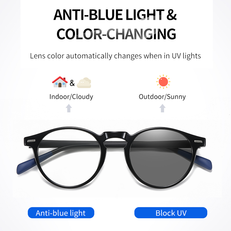 Lunettes rondes Anti rayons bleus pour hommes et femmes, optique photochromique, blocage UV, pour ordinateur de jeu
