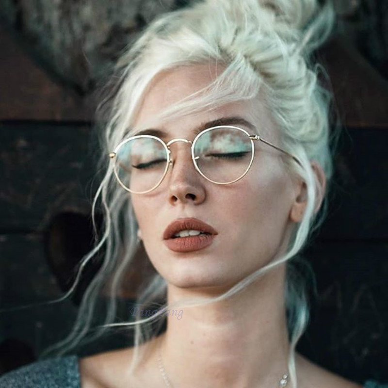 Monture De lunettes femmes hommes lunettes claires à la mode rétro rond métal noir argent or myopie optique lunettes cadre Oculos De Grau