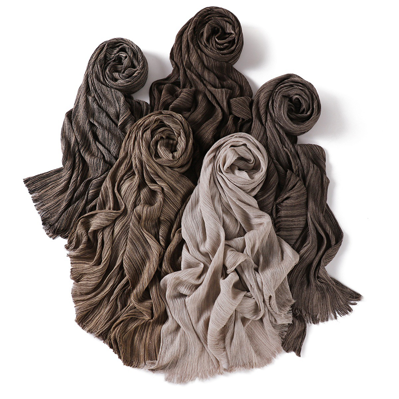 Nouveauté femmes musulman écharpe châles solide Foulard enveloppes grande taille plaine froissé rayonne Hijab islamique Turban bandeaux Foulard