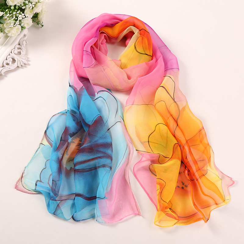 Foulard en Mousseline de Soie pour Femme, Hijab Fin, Élégant, Dégradé, ManMozambique Sahua, Georgette, Bandana, Été, Voyage, Crème Solaire