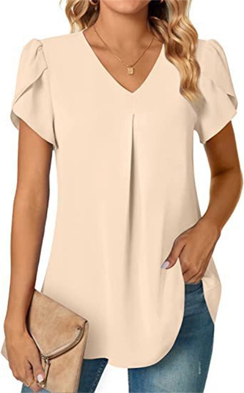 Femmes col en V épissure dentelle décoration pull chemise élégante fleurs botaniques imprime femme Blouse été décontracté à manches courtes haut