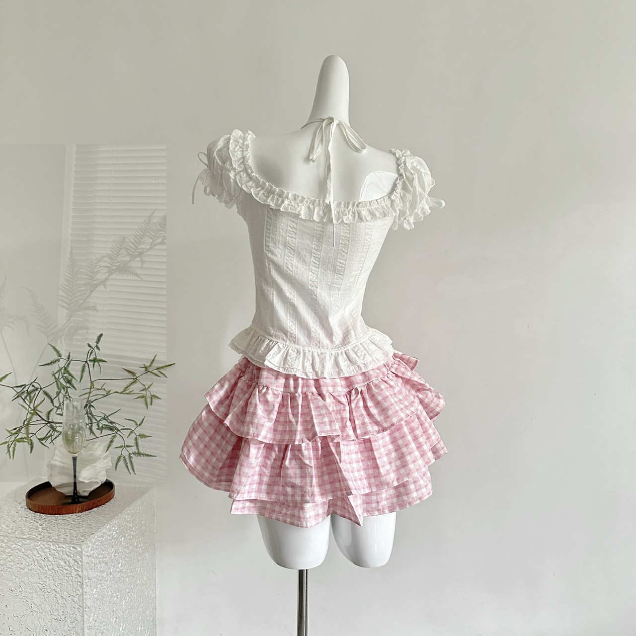 Ensemble 2 pièces japonais Kawaii Lolita élégant pour femmes, Mini jupe rose Y2k avec nœud, costume de princesse douce Chic, tenues d'été