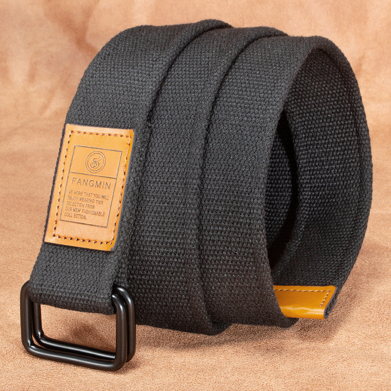 Ceinture en toile unisexe pour hommes et femmes, ceinture décontractée pour jeans avec boucle à double anneau, ceinture tissée pour l'extérieur