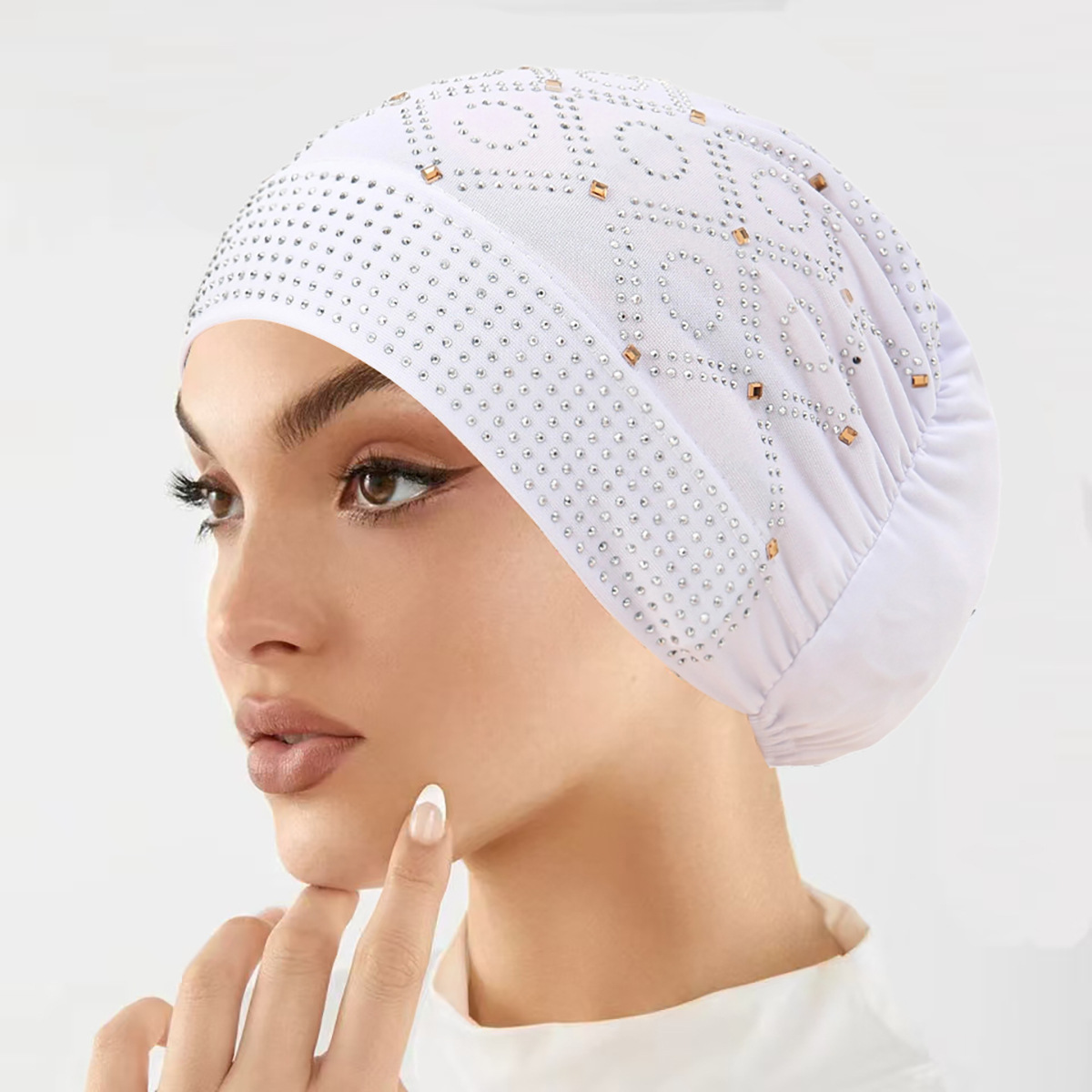 Nouvelle mode diamants foulard chapeau femmes musulmanes couvre-chef sous-écharpe bonnets intérieur Hijab Bonnet perte de cheveux bandeau casquette sous-capuchon