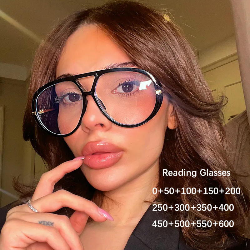 Lunettes de lecture pour femmes mode pilote femme lentilles de Prescription lunettes transparentes grand cadre lecteurs lunettes montures unisexe