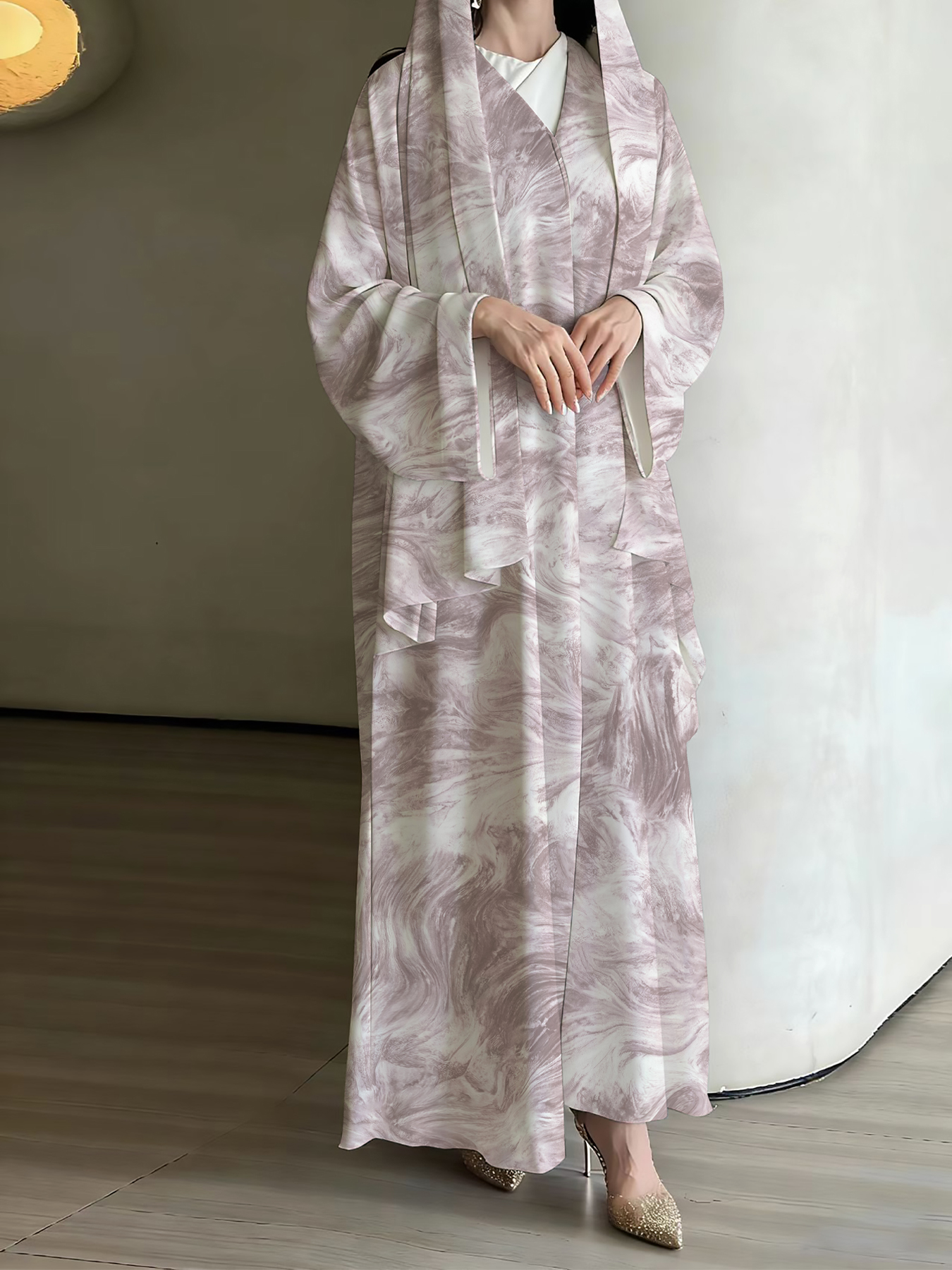 (Écharpes non incluses) Cardigan Abaya Modeste Tendance Mode Imprimé Vêtements pour Femmes Moyen-Orient Meilleures Ventes