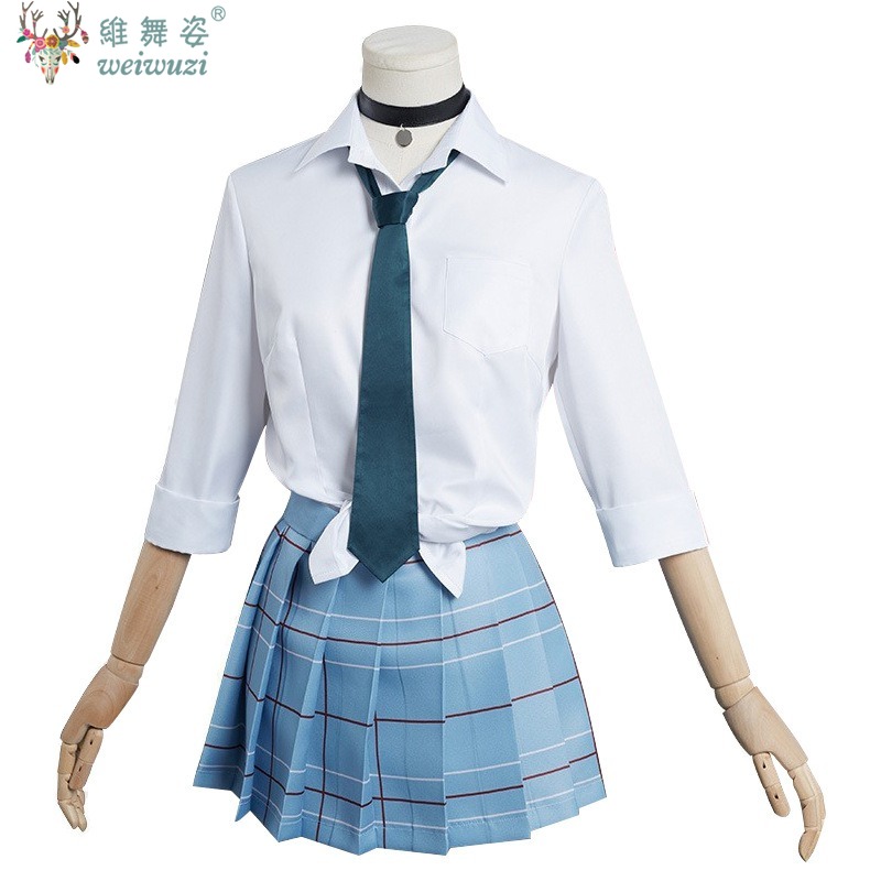 Anime Dressing Man Falling In Love Cos Hitokawa Hai Dream JK Uniformes Scolaires Costumes Cosplay Costumes Fille Halloween Costumes Fantaisie Spectacle De Scène Jeunesse Beau Classique Chemise Blanche Avec Cravate Bleu