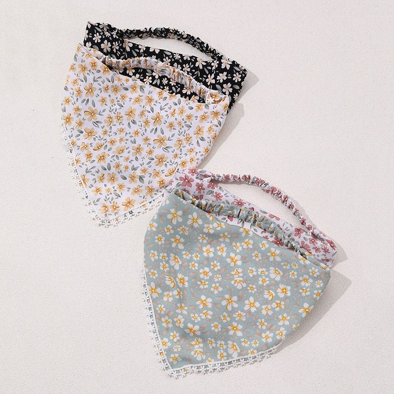Lot de 4 bandeaux turban floraux avec dentelle et foulard triangulaire – Bandeau élastique pour cheveux, accessoire de mode pour tous les jours.