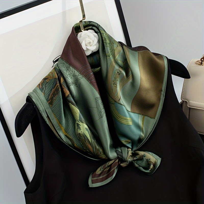 Écharpe en Satin doux pour femmes, Style Vintage, écharpe carrée verte polyvalente, châle léger, coupe-vent, Protection solaire, bandeaux