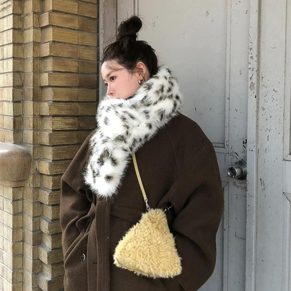 Écharpes longues en fausse fourrure, imprimé léopard coréen, hiver Y2K, Vintage, chaud, en peluche, mode, épais, allongé, châle, Streetwear