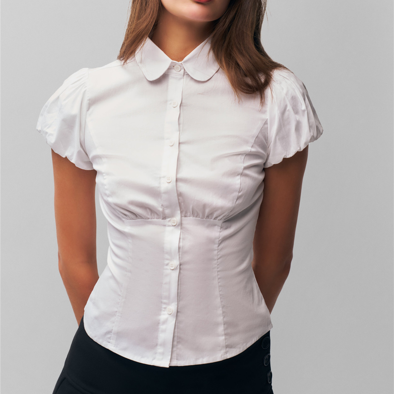 Chemise boutonnée décontractée pour femmes, couleur unie/imprimé de points, manches à bulles, chemisier pour Streetwear, vêtements esthétiques Y2K