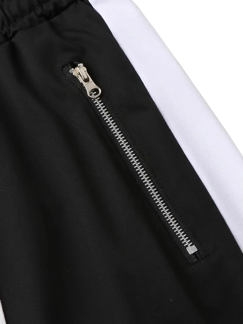 Hommes sweats pantalons de Jogging hommes pantalons décontractés hommes élégant bloc de couleur poches zippées cordon sport pantalon slim pantalon pantalon
