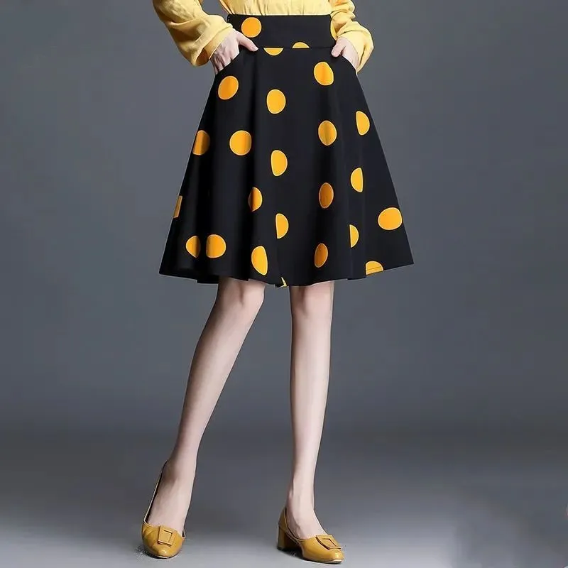 Jupe en Chiffon à Taille Haute pour Femmes et Filles, Style Nouveau, Ample, à Pois, Jupe Parapluie, Jupe Évasée