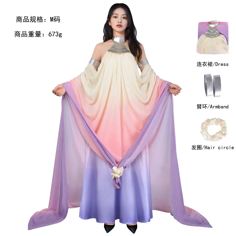 Costume de cosplay Padmé Amidala, robe de reine classique, longue et élégante, dos nu, tenue uniforme pour femmes, Halloween, carnaval, fête