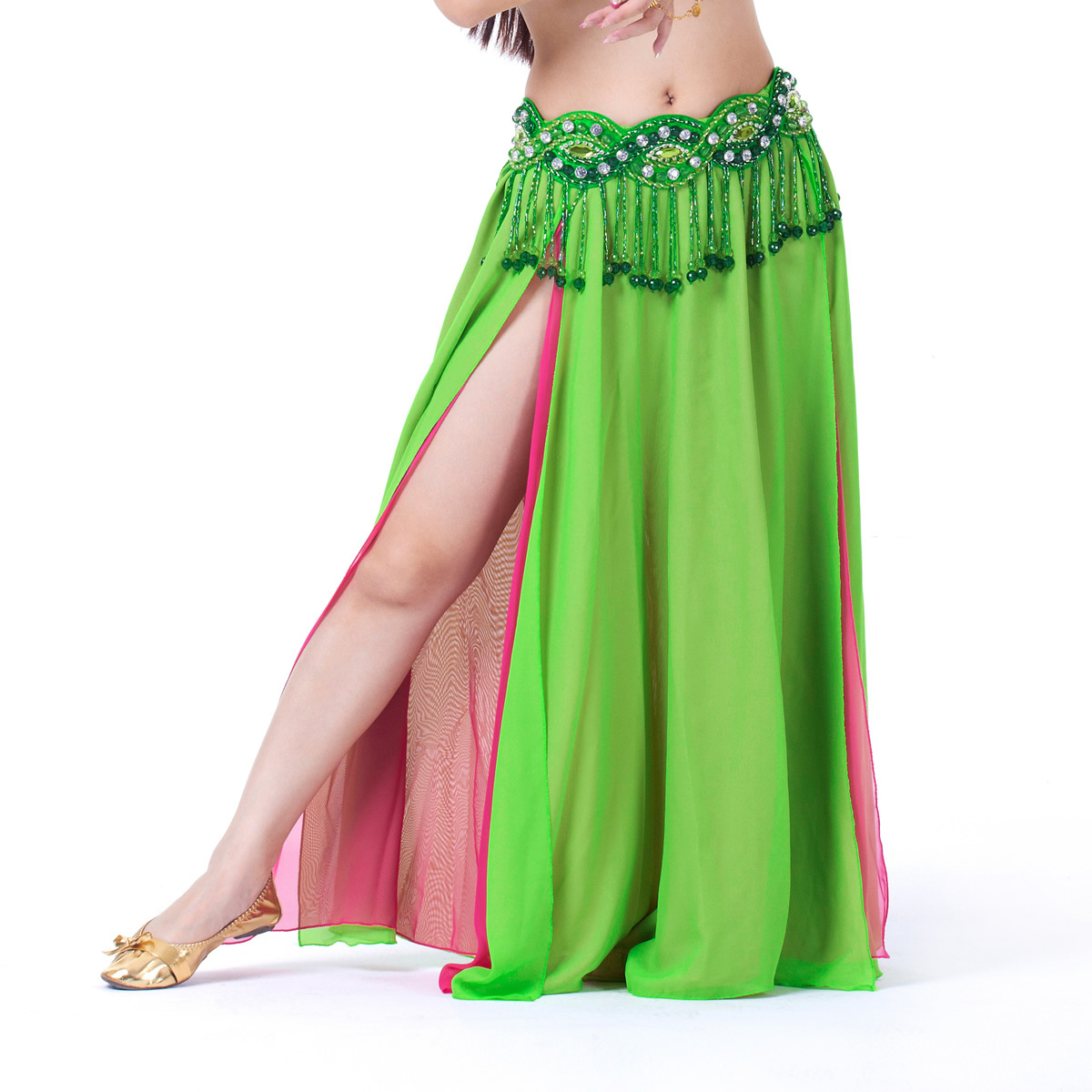 Grande balançoire jupes de danse du ventre femmes Costume de danse du ventre 2 fentes jupe en mousseline de soie jupe de danseuse du ventre Performance jupes de danse du ventre