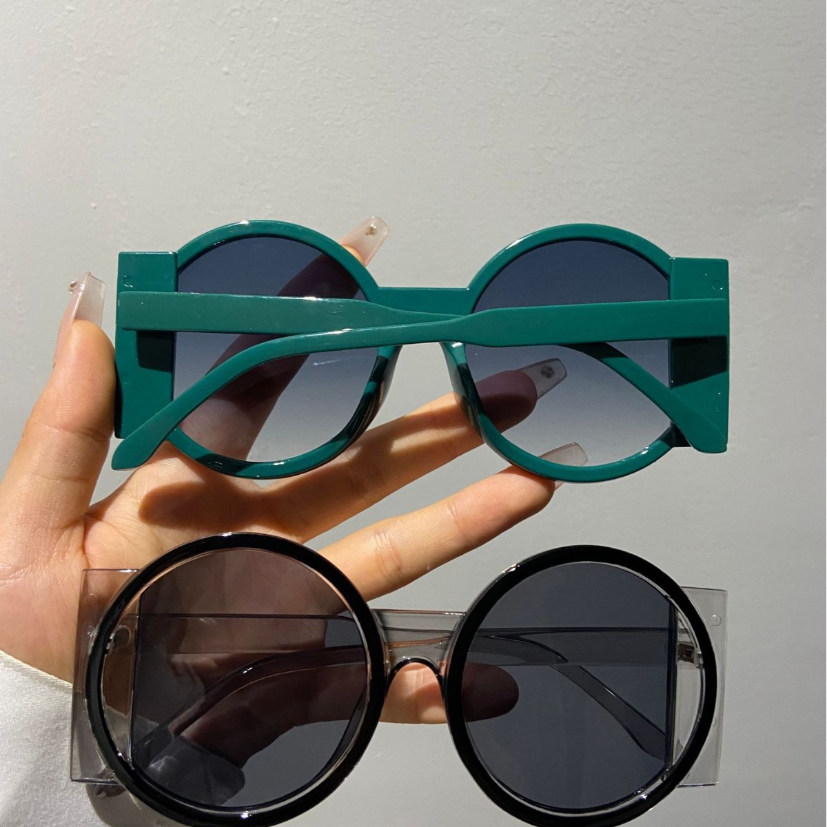 Lunettes de soleil rondes à double document pour hommes et femmes, tendance rétro, lunettes de soleil de voyage, photo de rue, fête de vacances, lunettes de plage, mode