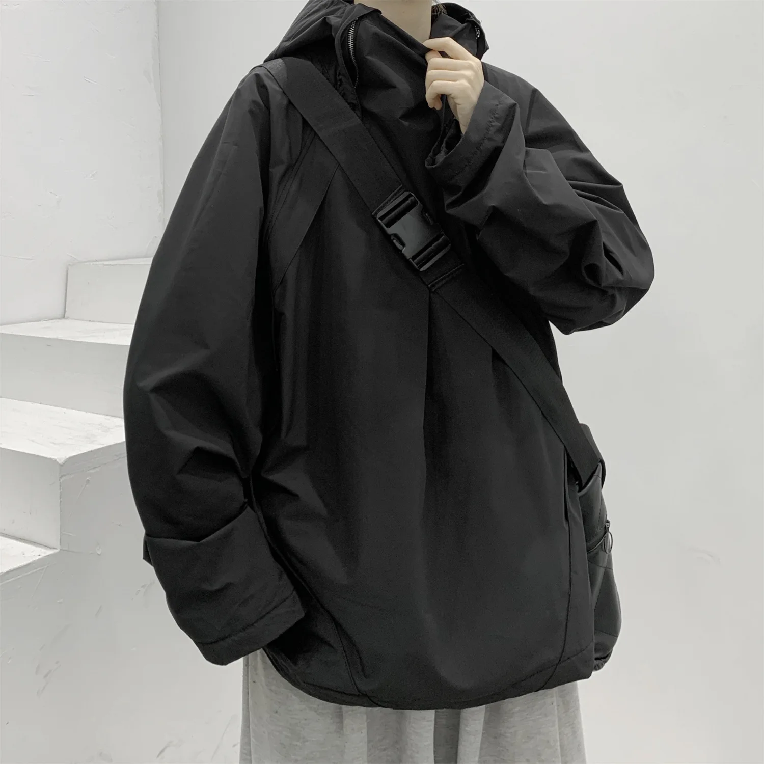 Veste coupe-vent imperméable pour homme, haut de randonnée, vêtements décontractés monochromes, vêtements d'extérieur, mode automne