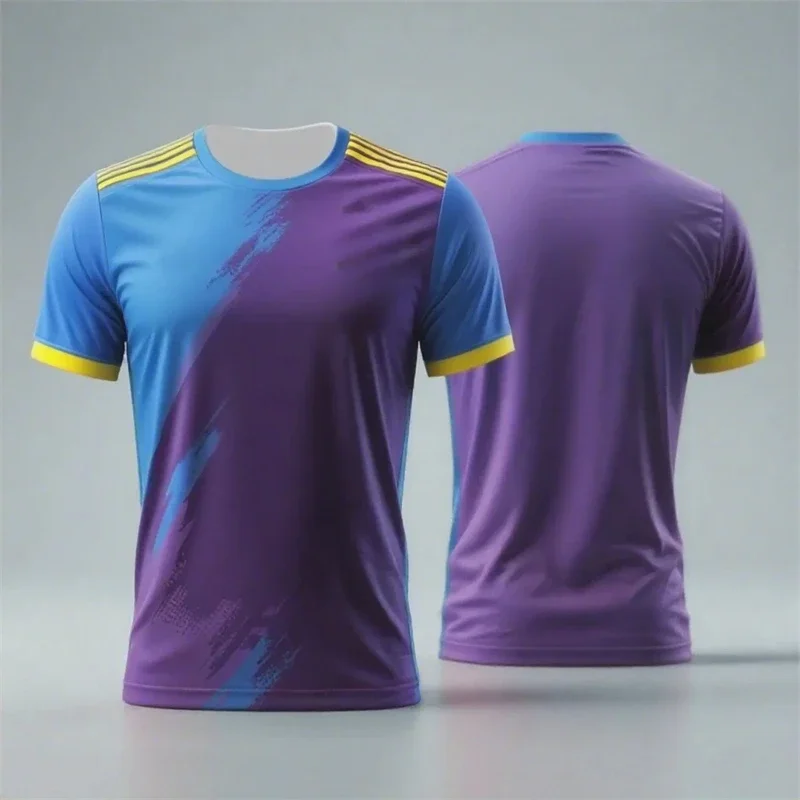 T-shirt de sport tendance et simple, avec un design bicolore contrastant. C'est un t-shirt décontracté idéal pour le fitness estival.