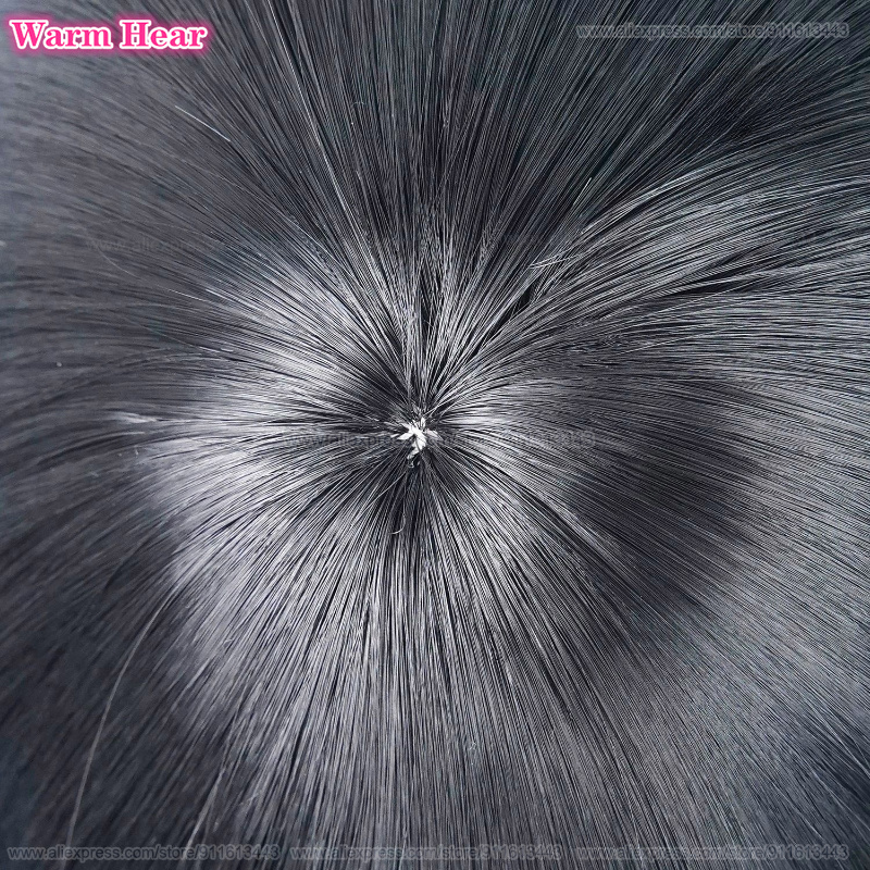 Jeu Kurobe Nanoka longue 50 cm noir Double queue de cheval cheveux bouclés Cosplay perruque résistant à la chaleur cheveux synthétiques Halloween fête perruques