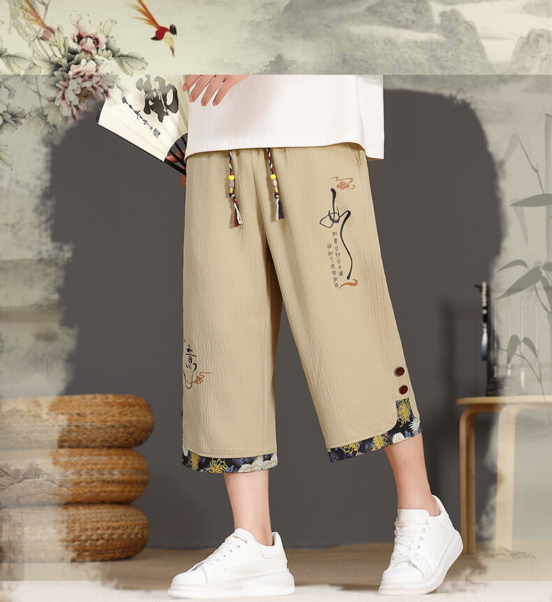Pantalon traditionnel Kimono japonais pour hommes, vêtements asiatiques, pantalon de bain décontracté, ample, Style japonais, Yukata, pantalon court en lin