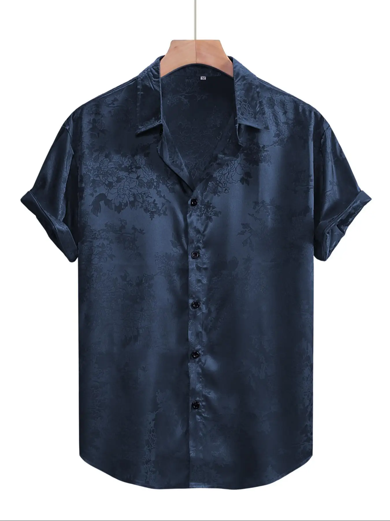 Chemise brodée pour homme, chemise à manches courtes, chemise décontractée d'été, chemise boutonnée pour la plage