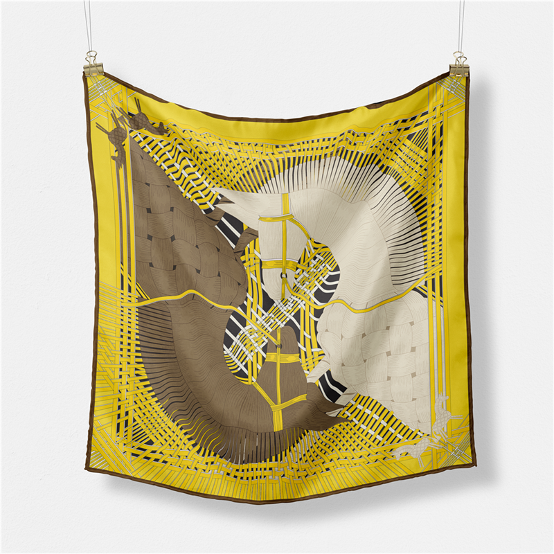 Foulard carré imprimé double cheval pour femme, foulards Twill Injplanchers f, enveloppes bandana, petit hijab, Lady aught sauna band, bandeau de la présidence, 53cm