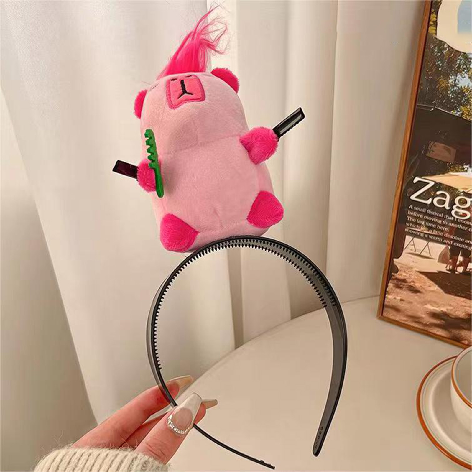 Bande dessinée Capybara bandeau créatif cheveux longs en peluche poupée bandeau drôle lavage coupe soufflage cheveux cerceau cheveux accessoires