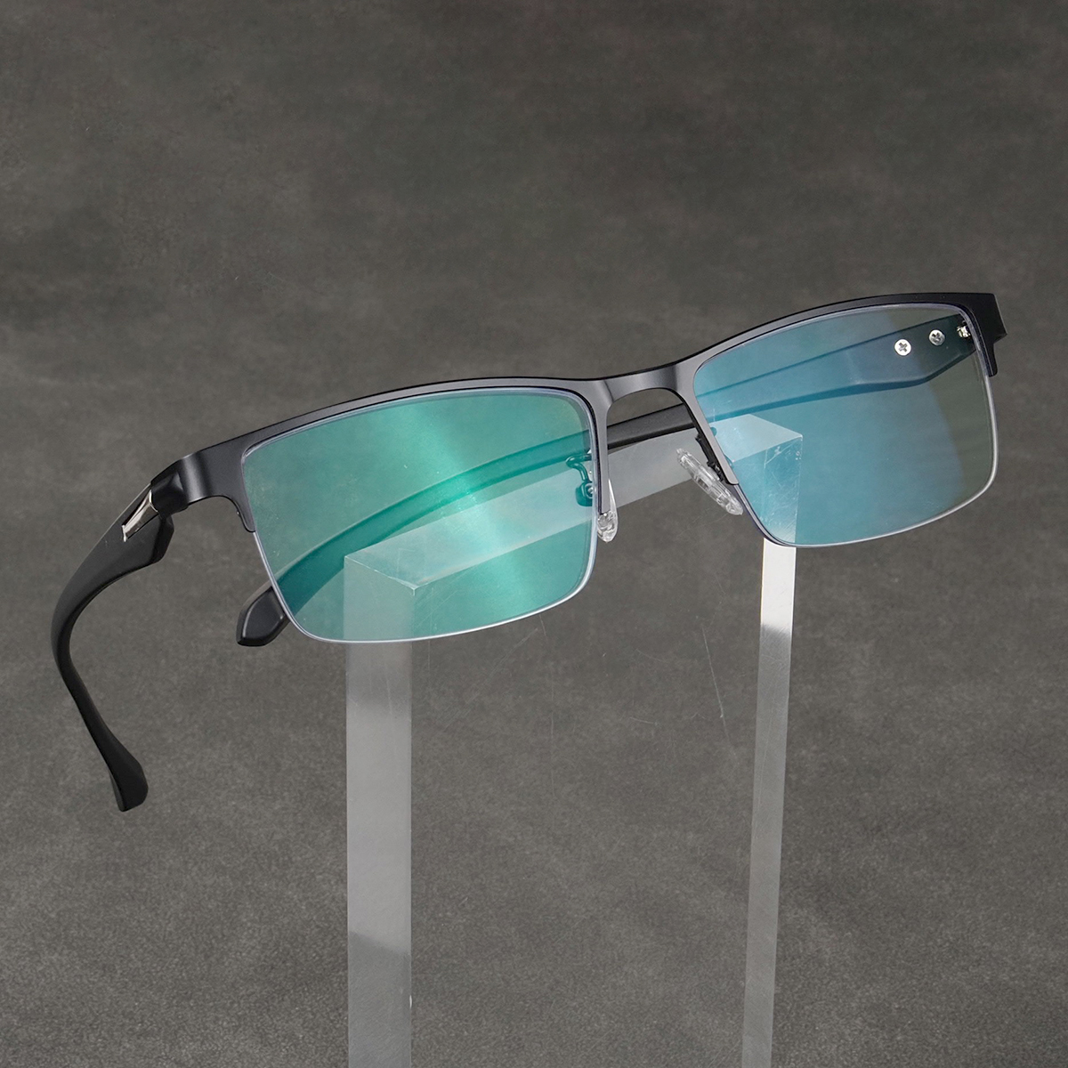 Lunettes de lecture carrées pour hommes, verres verts traités, montures ultralégères, branches flexibles, lunettes de luxe de marque de créateur, cadeaux, demi-montures