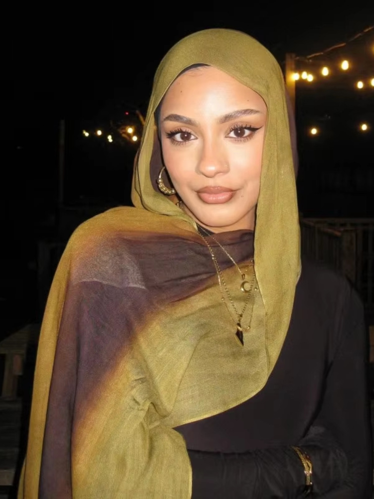 Foulard Hijab Dégradé Ombré pour Femme, Léger et Doux, Bandana Musulman, Accessoire Cheveux Polyvalent pour le Quotidien