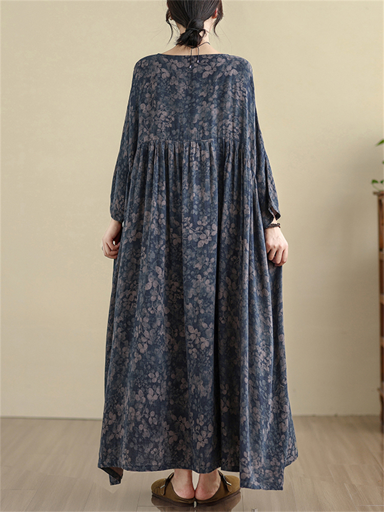 Robes Vintage en coton à manches longues pour femmes, imprimé Floral, toutes saisons, décontractées, amples, vêtements élégants, nouvelle collection