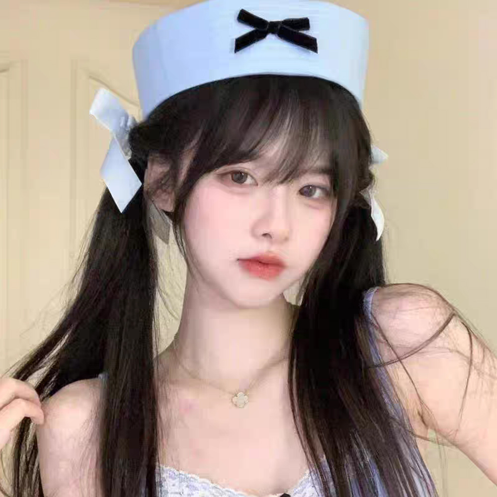 Béret à nœud papillon tendance, style infirmière, cosplay Y2K, pour jeune fille, printemps-été, béret JK, casquette de marin à visière relevable pour femme