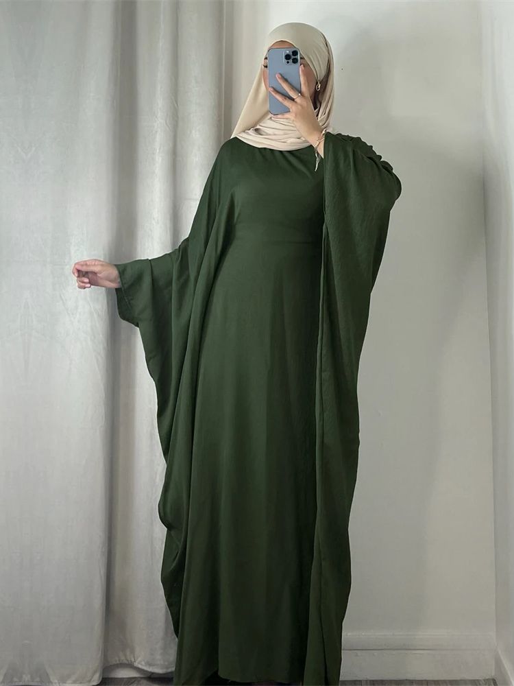 Robe Africaine Modeste en Crêpe Doux pour Femme Musulmane, Kaftan Kebaya, Ramadan, Eid, tiens imar, Chauve-Souris, Abaya, Dubaï, Islam