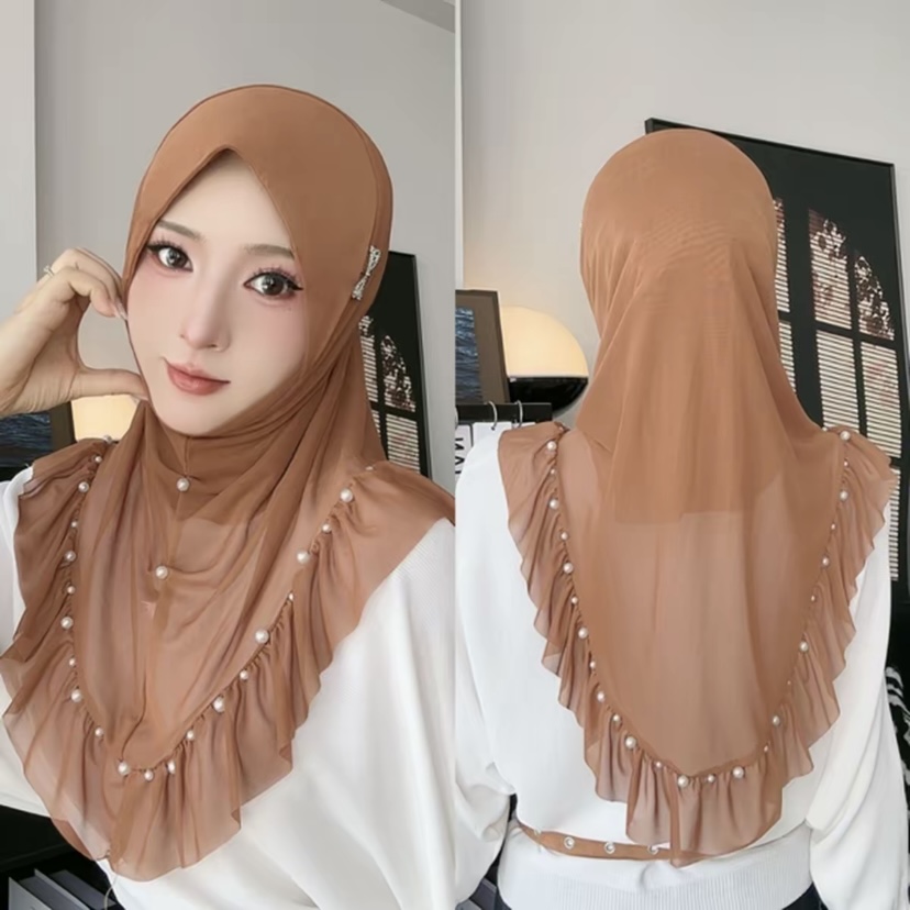 Hijab élégant et aéré pour filles musulmanes, prêt à porter, mode malaisienne estivale