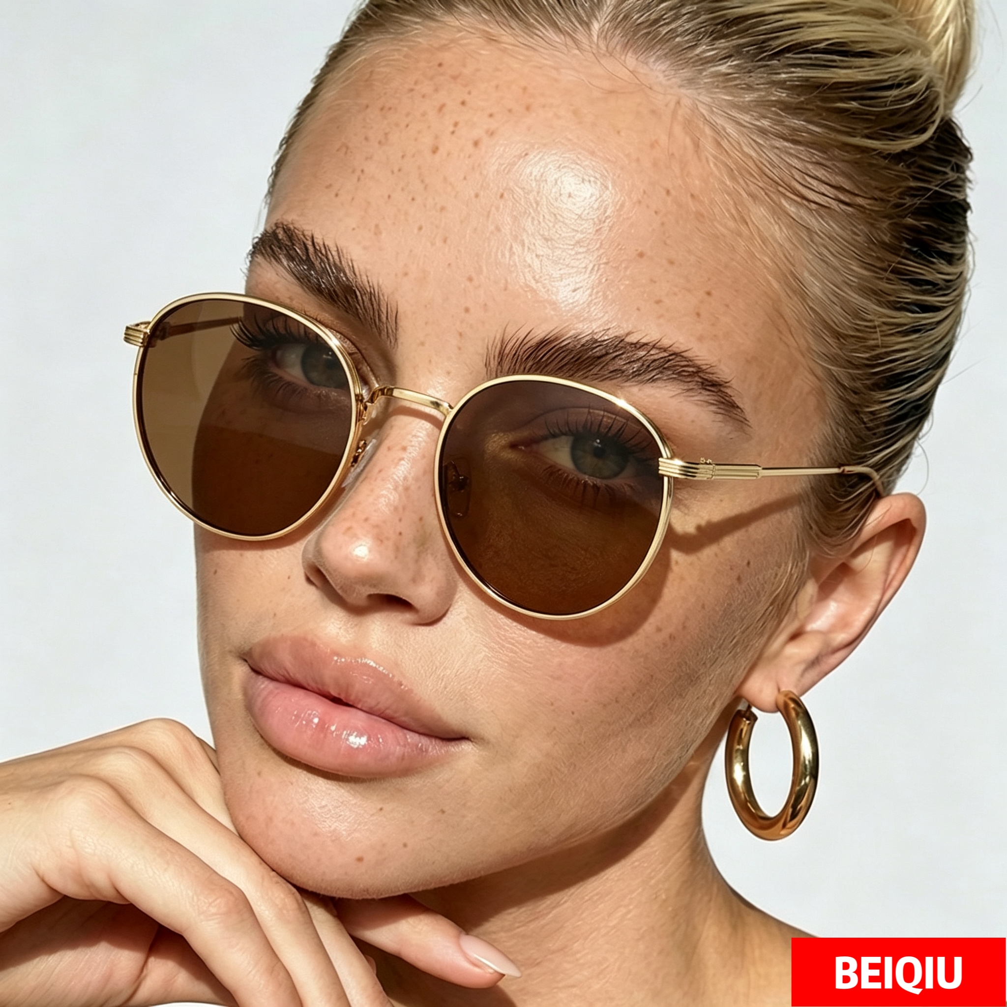 Lunettes de soleil rondes tendance, style vintage, hippie, protection UV, monture en métal, pour femmes et hommes