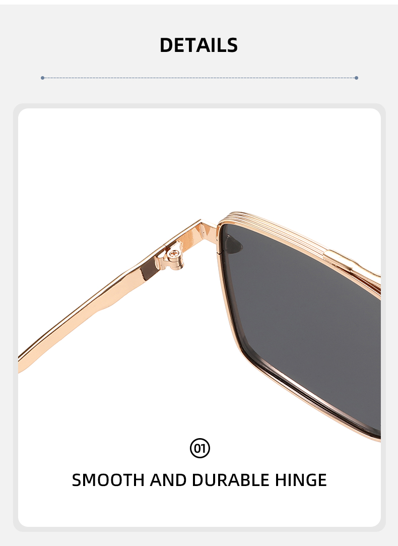 Lunettes de soleil carrées à double pont en métal pour hommes – Style rétro tendance, protection UV pour la conduite, les voyages et les activités de plein air