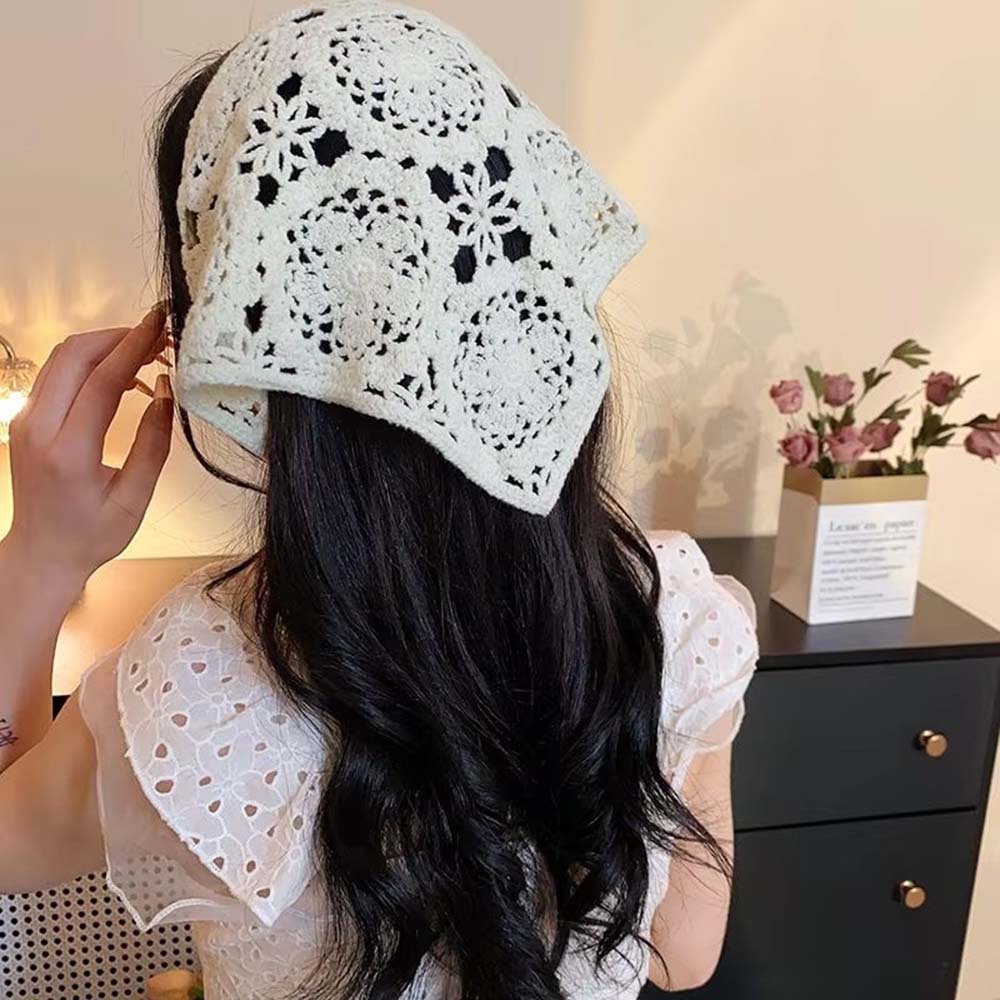 Écharpes triangulaires en tricot à fleurs pour le printemps et l'été, bandeaux élégants en tricot pour filles, accessoires de mode