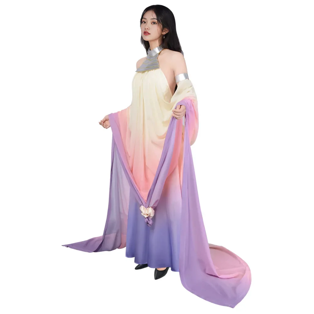 Costume de cosplay Padmé Amidala, robe de reine classique, longue et élégante, dos nu, tenue uniforme pour femmes, Halloween, carnaval, fête