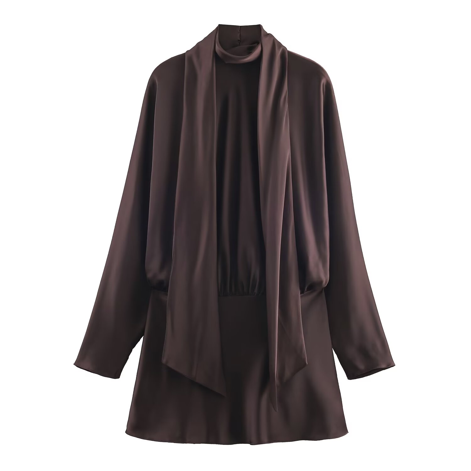 BSAY Satin Texture écharpe décoration robe courte femmes mode automne hiver nouvelles manches longues France femme robes de soirée