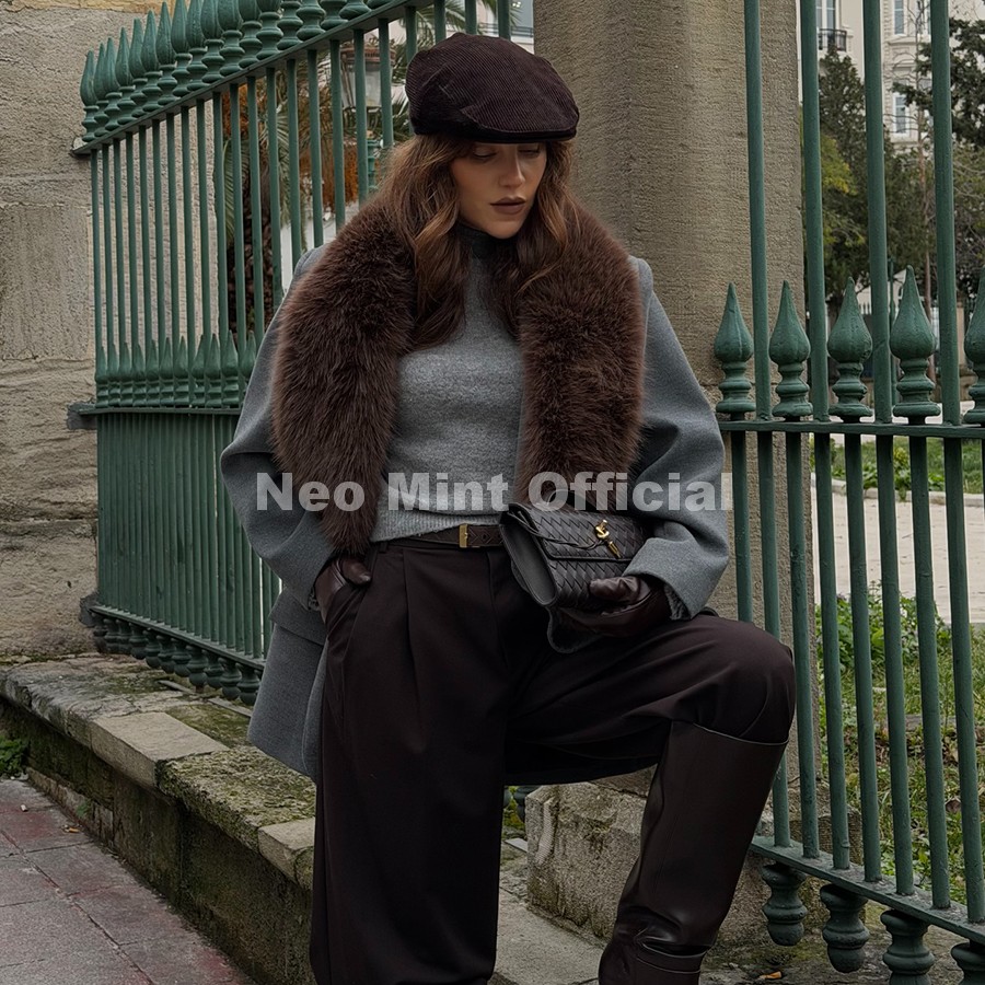 Écharpe longue en fausse fourrure de renard moelleuse Neo Mint Chic, magnifique accessoire de cou pour femmes, idéale pour l'hiver, couvre-cou chaud et confortable, châle enveloppant.