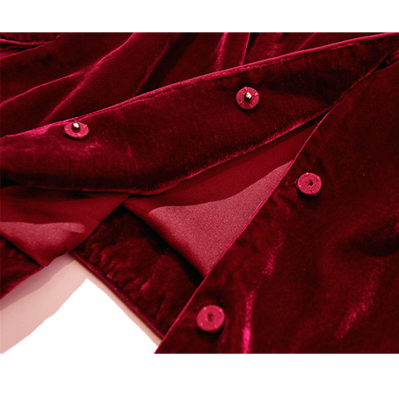 Chemise en velours de soie véritable pour femme, style court à manches longues, col montant, rétro, douce et lisse, haut de gamme, bonne qualité, printemps-automne