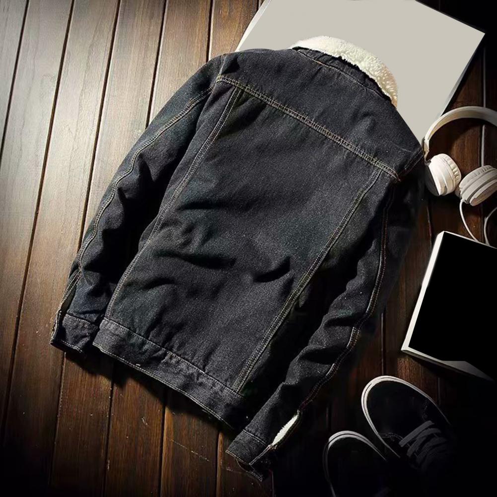 Veste en Jean Épaisse pour Homme, Doublure en Cachemire d'Agneau, Manteau en Denim, Solide, Résistant au Froid, Hiver