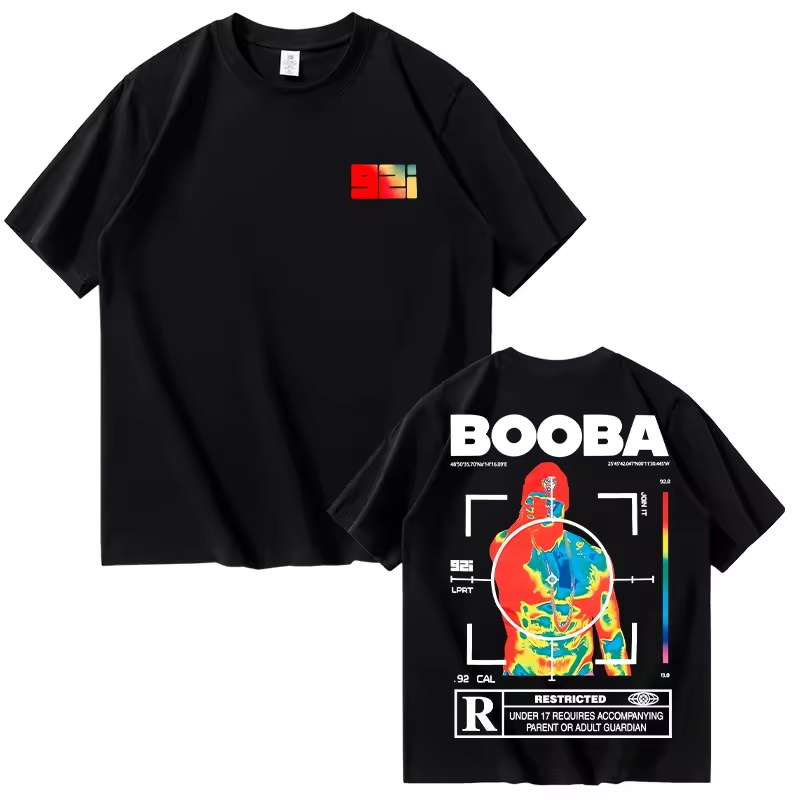 B2O T-shirts hommes mode BOOBA imprimé à manches courtes t-shirt femmes décontracté Harajuku Streetwear t-shirt hauts